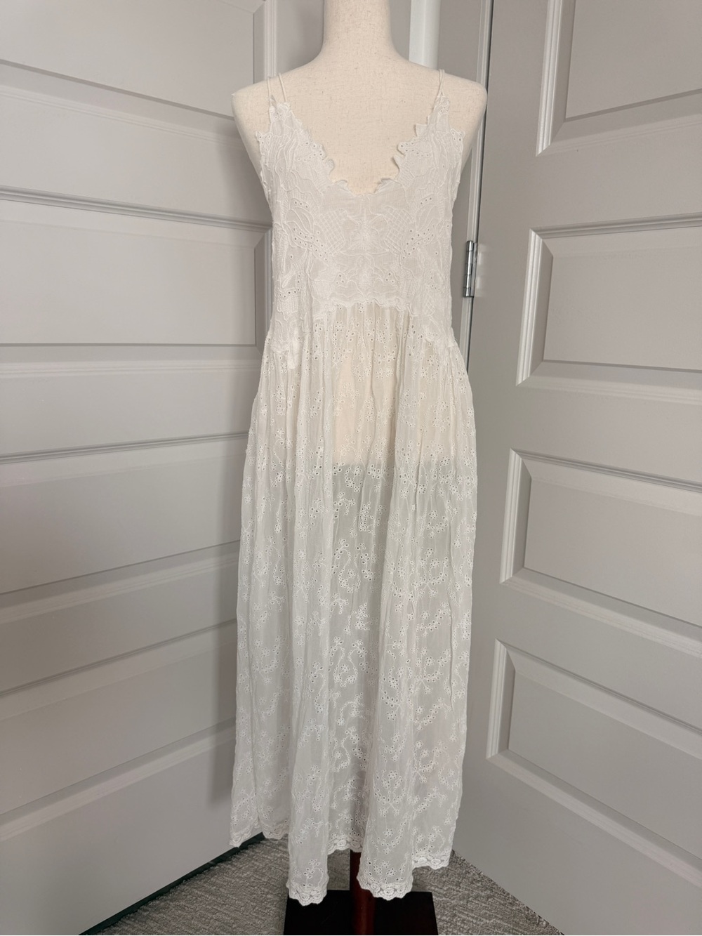 Free People White Lace Maxi Dress
